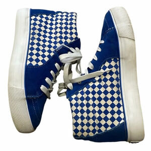 Mudd High Top Sneakers Blue White Check Poppy-07L Women 10 Checkered Streetwear